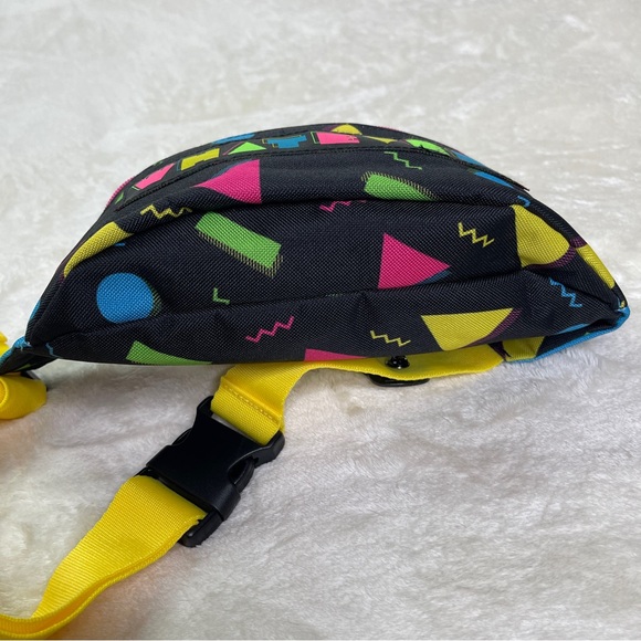 Funko Vintage 90s Style "Whatever" Fanny Pack /Travel Bag Black Yellow Pink Blue - Picture 3 of 12